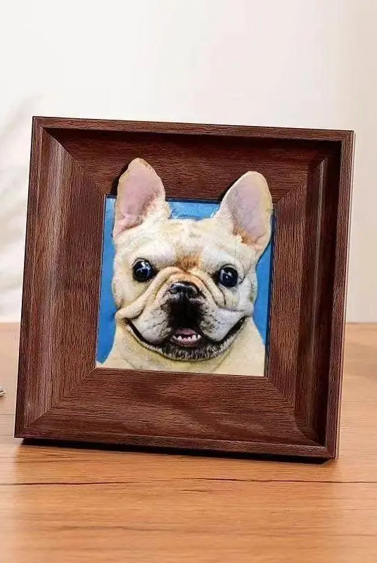Framed 3D Frech Bulldog leather portrait home decor