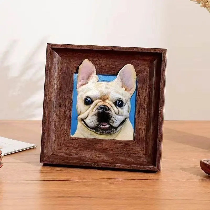 Framed 3D Frech Bulldog leather portrait home decor