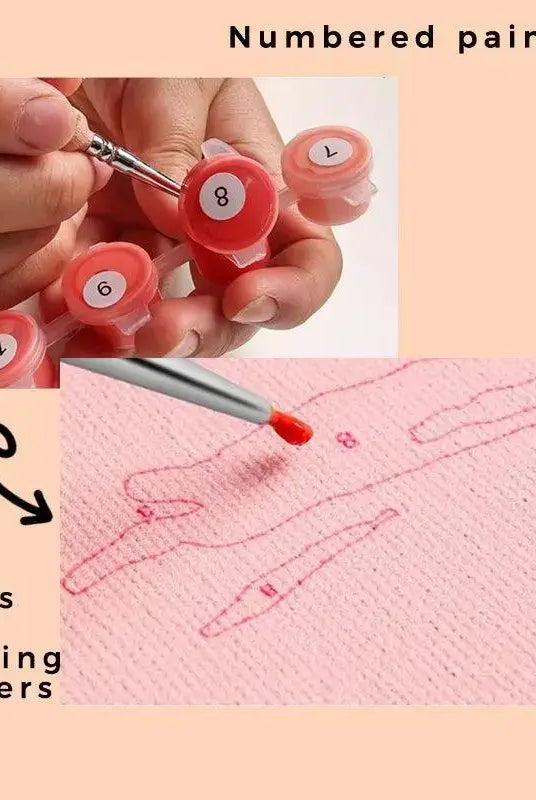 Numbers paints and canvas with matching nyumbers display