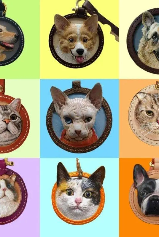 Buddy Copies Custom Pet Portrait Keychain, Bag Tag, two or more pets - BuddyCopies