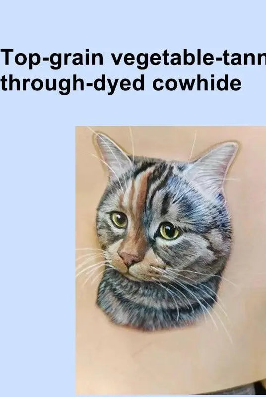 hand-burnished edges on full-grain leather pet wall decor art