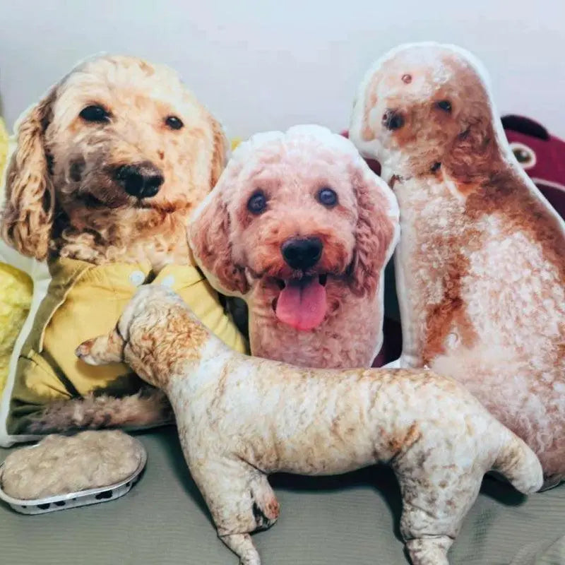Personalized dog pillows lying on the bed