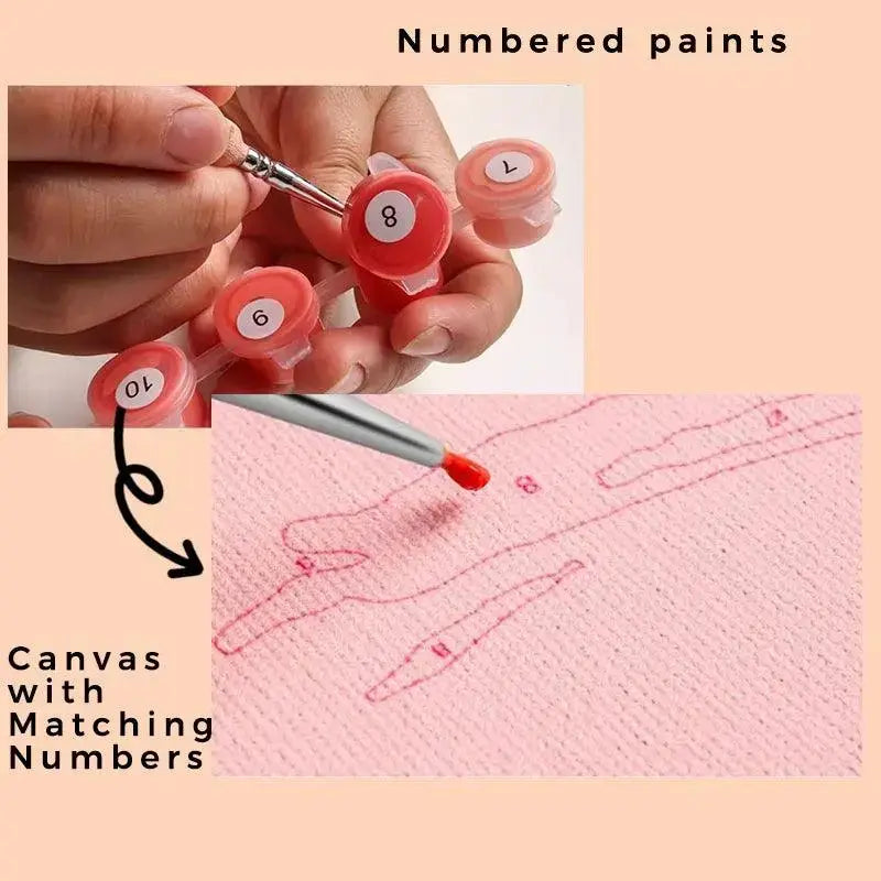 Numbers paints and canvas with matching nyumbers display