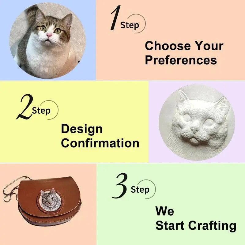 step-to-step to personalize a saddle bag engraved with leather cat portrait