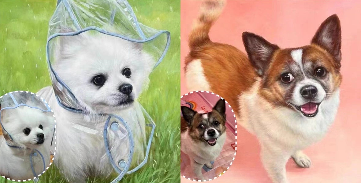 before and after comparison of hand-painted canvas painting
