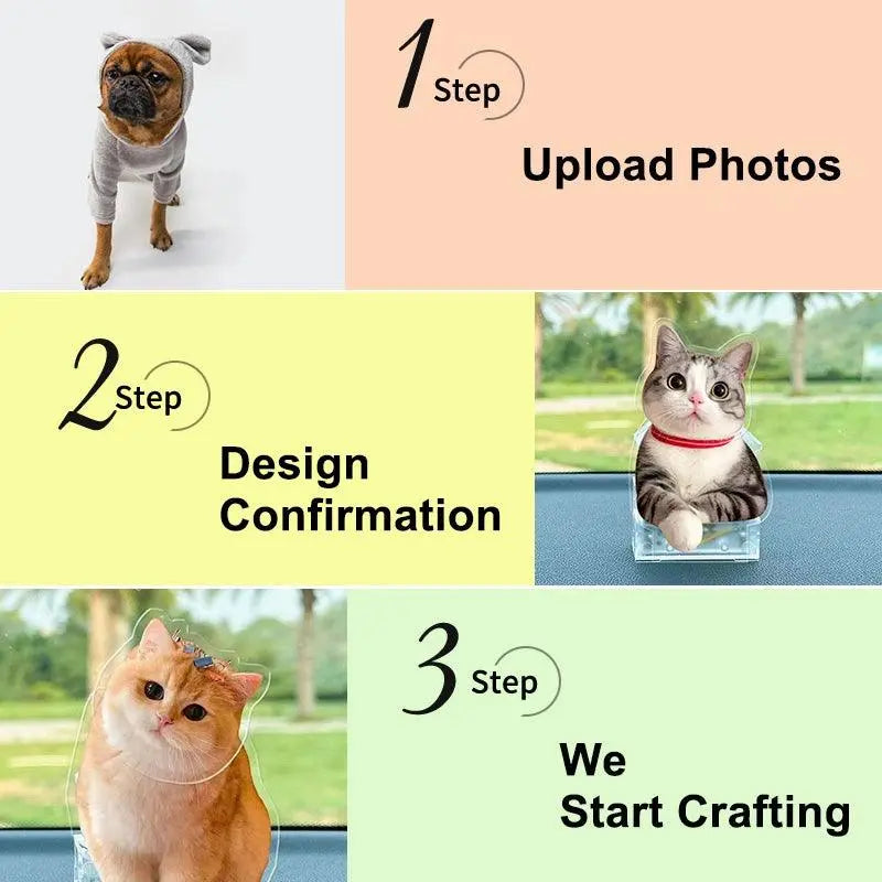 three easy steps to get your own customized bobble head: upload photos, design, and we finish the work and deliver!