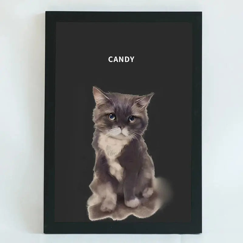 Gallery wall display with  digital cat print artwork