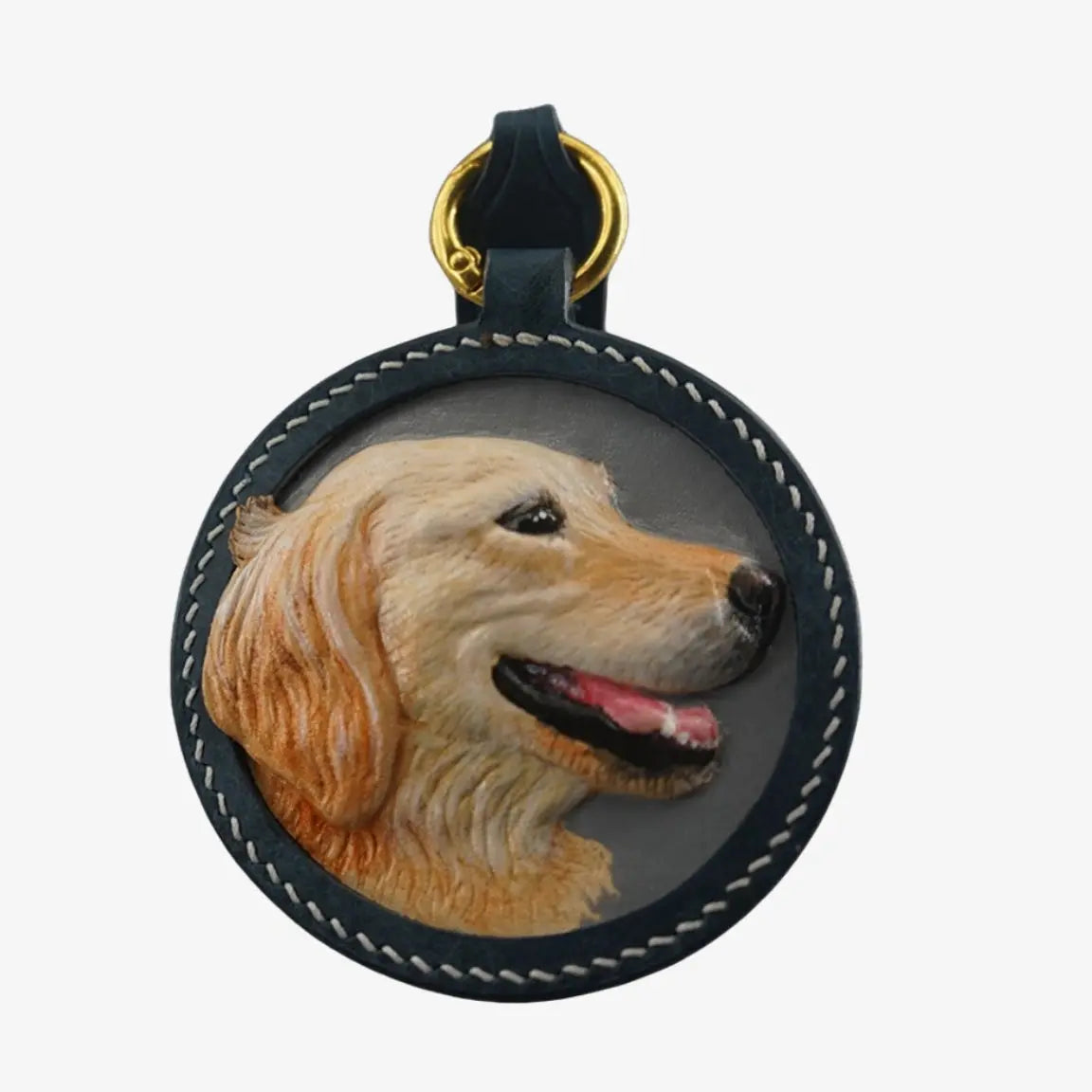 Handmade Leather Pet Portrait Keychain | Custom Engraved Pet Memorial Gift BUDDYCOPIES