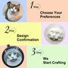 Step-by-step visual guide: Original puppy photo → digital tracing → laser engraved leather product
